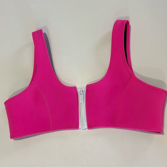 HOAKA Swimwear | Neon Pink | Neoprene Zip scuba bikini top | Large - Picture 2 of 4